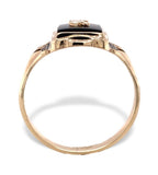 10k Yellow Gold Genuine Natural Black Onyx Signet Initial "I" Ring 8.5 (#J7411)