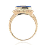 10k Yellow Gold Genuine Natural Blue Onyx and Diamond Ring Size 5.75 (#J6600)