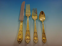 Fontaine Gold by International Sterling Silver Flatware Set Service 8 Vermeil