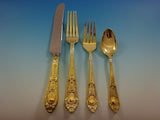 Fontaine Gold by International Sterling Silver Flatware Set Service 8 Vermeil