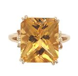 14k Yellow Gold Large 7.97 Carat Genuine Natural Citrine Ring Bow Motifs #J7446
