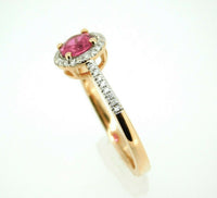 14k Rose Gold .72ct Pink Genuine Natural Sapphire Ring with Diamond Halo #J4450