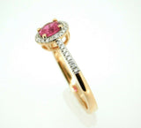 14k Rose Gold .72ct Pink Genuine Natural Sapphire Ring with Diamond Halo #J4450