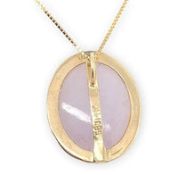 14k Yellow Gold Light Lavender Jade Jadeite Pendant with Box Chain (#J6659)