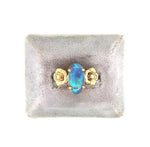 14k Yellow Gold Art Nouveau 3 Carat Genuine Natural Black Opal Ring (#J5332)