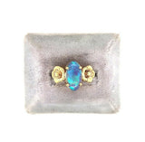 14k Yellow Gold Art Nouveau 3 Carat Genuine Natural Black Opal Ring (#J5332)