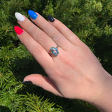 18k White Gold Filigree Ring w/Specialty Cut Genuine Natural Aquamarine (#J6611)