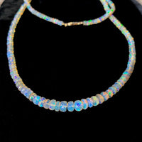 120 Carat Strand Genuine Natural Opal Beads 33.5" Long 14k Gold Clasp (#J6581)