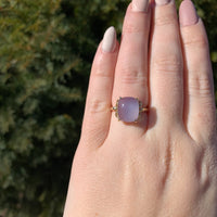 10k Yellow Gold 4.35ct Lavender Genuine Natural Chalcedony Ring Size 7 (#J7116)