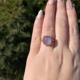 10k Yellow Gold 4.35ct Lavender Genuine Natural Chalcedony Ring Size 7 (#J7116)