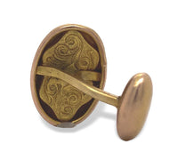 Pair of 14k Rosey Yellow Gold Oval Men's Cufflinks with Scrollwork (#J6870)