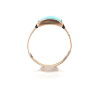 9k Rose Gold Victorian Specialty Cut Genuine Natural Turquoise Ring (#J6350)