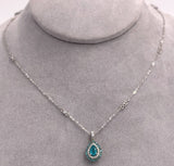 14k White Gold Brazilian Paraiba Tourmaline and Diamond Pendant w/ Report #J6912