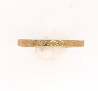 10k Yellow Gold Baby Infant Band Ring Floral Pattern Tiny Size 0 (#J6187)