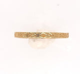 10k Yellow Gold Baby Infant Band Ring Floral Pattern Tiny Size 0 (#J6187)