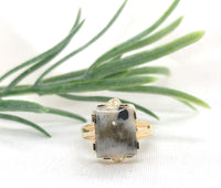 10k Gold Ring with 3.01ct Genuine Natural Gold Vein Quartz Size 6.5 (#J7210)