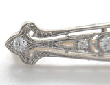 14k and Platinum 1ct TW Art Deco Brooch Bar Pin w/ 15 Genuine Diamonds (#J7612)