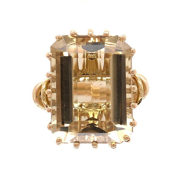 18k Yellow Gold Ring with Large 9.53ct Genuine Natural Smoky Quartz (#J6464)