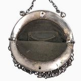 Art Nouveau Figural Silverplate Purse with Chatelaine Clip and Beading (#J4251)