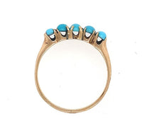 10k Yellow Gold Victorian 5-Stone Ring with Turquoise Glass Size 5.5 (#J5908)