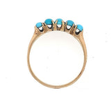 10k Yellow Gold Victorian 5-Stone Ring with Turquoise Glass Size 5.5 (#J5908)