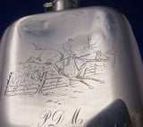 Wallace Sterling Silver Flask w/ Horse Drawn Carriage Rider #200 5.7 ozt (#5894)