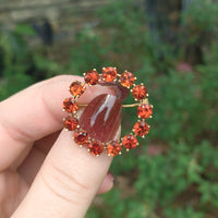18k Yellow Gold Vibrant Orange Genuine Natural Citrine Circle Pin Brooch #J7295