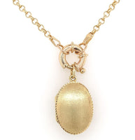 14k Yellow Gold Oval Locket with Decorative Engraving Heavy Chain (#J6514)