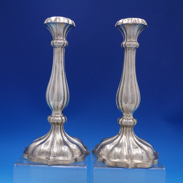Austrian .812 Silver Candlestick Pair Fluted Design by CS - Vienna 1863 #7068
