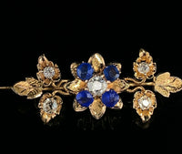 10k Victorian Mine Cut Genuine Natural Diamond Flower Pin (#J5514)