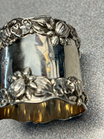 Gorham Sterling Napkin Ring water lilies B209 1 5/8" x 1 7/8" Captain Monogram