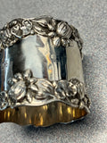 Gorham Sterling Napkin Ring water lilies B209 1 5/8" x 1 7/8" Captain Monogram