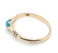 10k Yellow Gold Small VIctorian Genuine Natural Turquoise Ring Jewelry (#J6280)