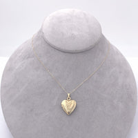 14k Yellow Gold Heart Locket Pendant with Engraved Hearts Jewelry (#J6229)