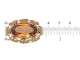 10k Yellow Gold Paste Glass Brooch Pin with Leaves and Seed Pearls (#J6017)