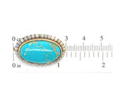 10k Yellow Gold Large Oval Turquoise Pin 1 1/8" x 3/4" Jewelry c1890s (#J6046)