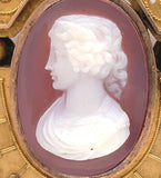 Victorian 14k Yellow Gold Genuine Natural Agate Cameo Pin / Pendant (#J6192)