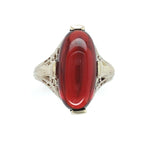 14k Gold Filigree Ring with 7.70 Carat Cabochon Genuine Natural Garnet (#J6459)