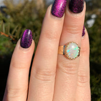 18k and 14k Yellow Gold 1.74 Carat Australian Genuine Natural Opal Ring (#J6571)