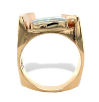 14k Yellow Gold Heavy Custom Australian Genuine Natural Opal Ring 9.5 (#J7314)