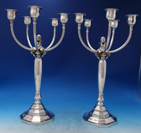 Georg Jensen Sterling Silver Candelabra Pair 5-Light All Sterling 120ozt (#7462)