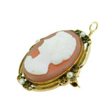 Victorian Agate Hard Stone Cameo Pin with Pearls (#J332)