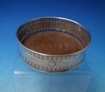 English Silverplate Champagne Coaster Swags of Flowers Wood Base 4 3/4" (#5862)