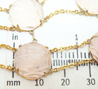 14k Yellow Gold Genuine Natural Rose Quartz Bracelet and Earring Set (#J2470)