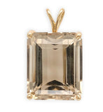 14k Gold Pendant with Large Emerald Cut Genuine Champagne Smoky Quartz (#J7544)