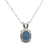 14k White Gold 1.64 Carat Oval Blue Genuine Natural Sapphire Pendant (#J6721)