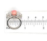 18k White Gold 3.46 Carat Conch Pearl and Rose Cut Diamond Ring w/ Report #J7224
