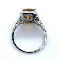 Deco 14k White Gold Filigree 2.88ct Genuine Natural Citrine Ring (#J4983)