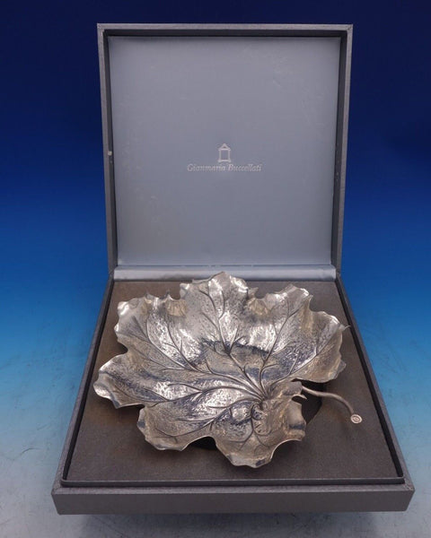 Buccellati Gianamaria Italian Sterling Silver Dish Maple Leaf 7 Point Box #7026