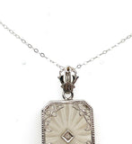 Art Deco 14k Filigree Rock Crystal and Diamond Pendant (#J5456)
